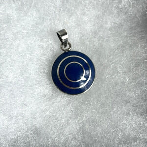 Enameled Blue Inner Circle with Sterling silver 925 pendant made Israel M Bally